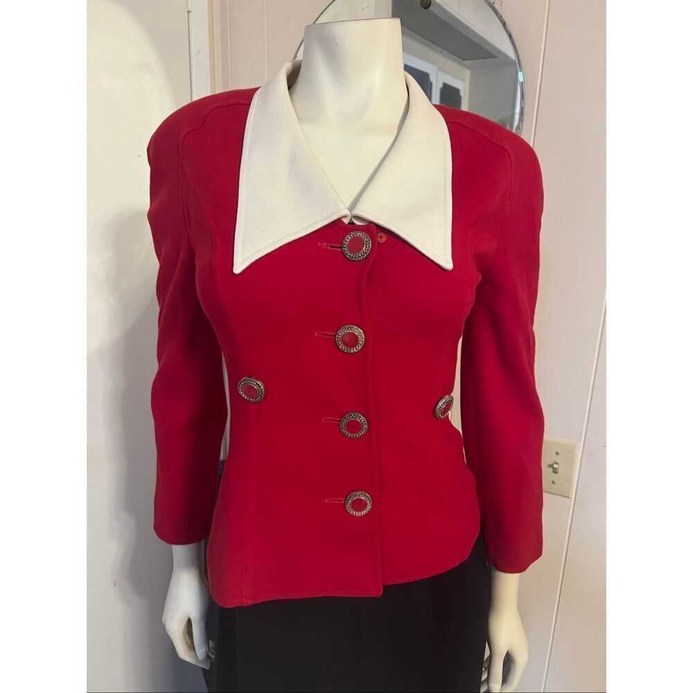 Vintage PSI Couture Red Wool Blazer Union Label Smart! 2